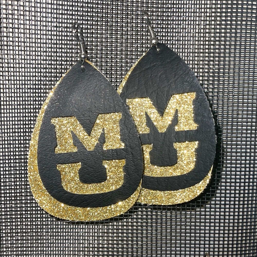 Black and Gold Teardrop Earrings